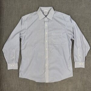 Brooks Brothers Regent Fit Dress Shirt 16-33 Blue Stripe Non Iron Cotton